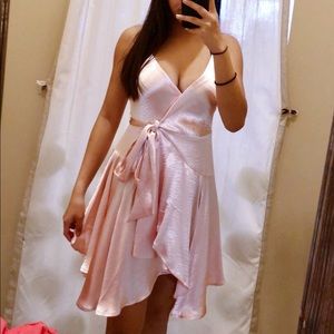 Pink Silk Wrap Dress